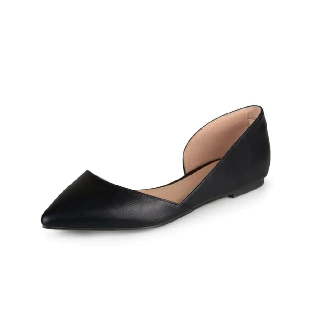 Journee Collection Womens 6 W Black Cortni Pointed Toe Flats NIB MV5